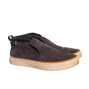TOMS Paxton Boots Women's Size 9.5 Gray Suede Faux Fur Slip On Ankle Shoes